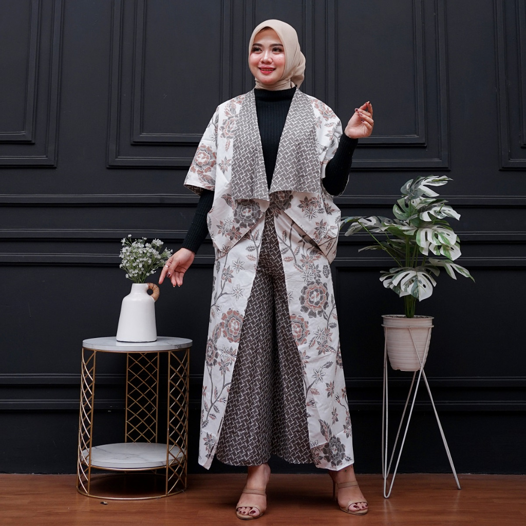 Outer Set Kulot Layer Batik Outer Bolero Lowo Bolak Balik