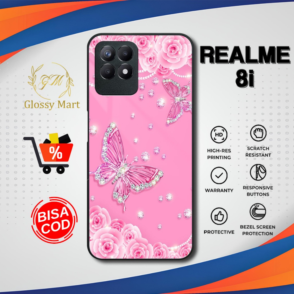 Case Realme 8i  Terbaru Kupu Kupu Cute Hardcase Softcase Glossy Termurah Casing Realme 8i Terlaris