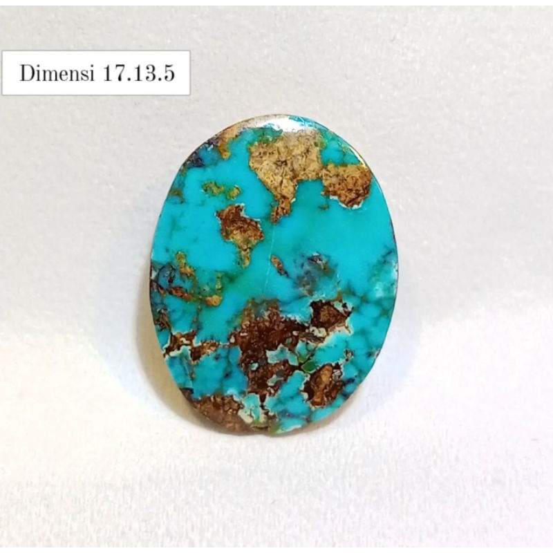 Natural Pirus Persia Biru Fancy Serat Emas