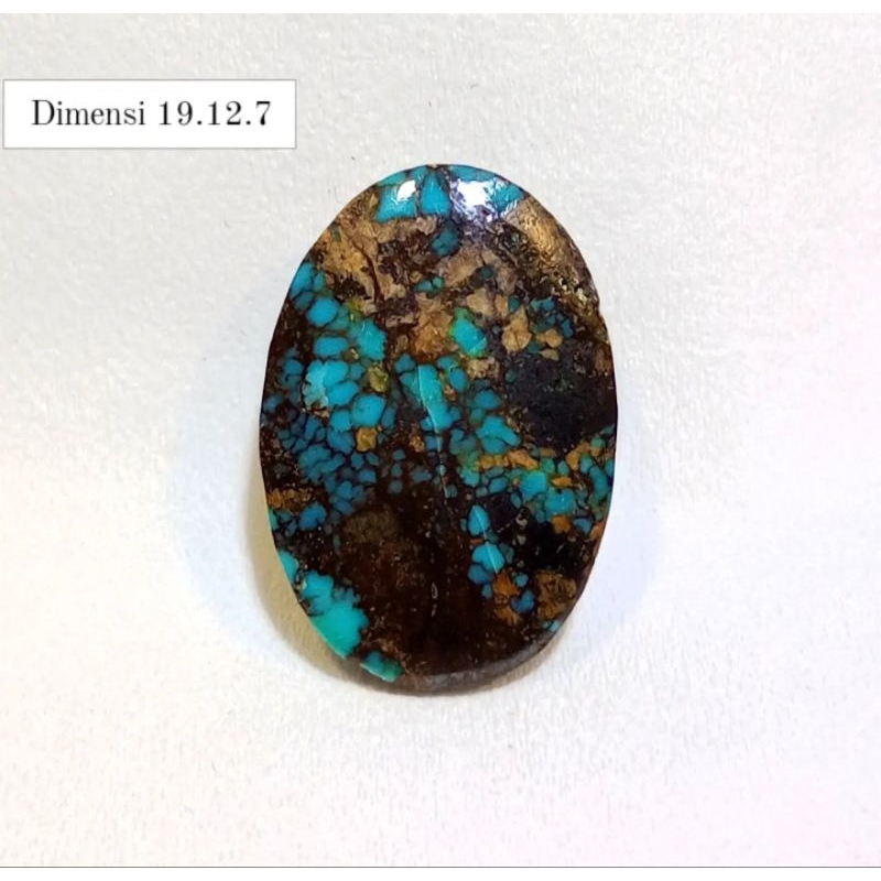 Natural Pirus Persia Biru Toska Serat Emas