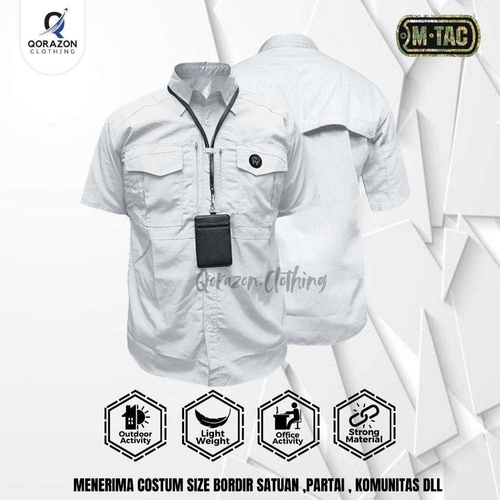 Kemeja Tactical M-TAC ORIGINAL Putih Lengan Pendek Baju Kantor Lapangan Reskrim Outdoor Activities