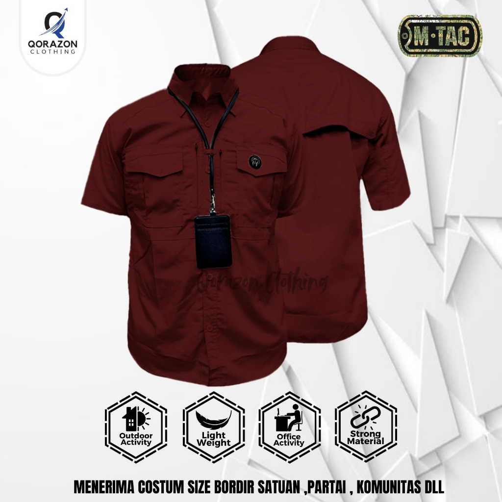 Kemeja Tactical M-TAC ORIGINAL Maroon Lengan Pendek Baju Kantor Lapangan Reskrim Outdoor Activities