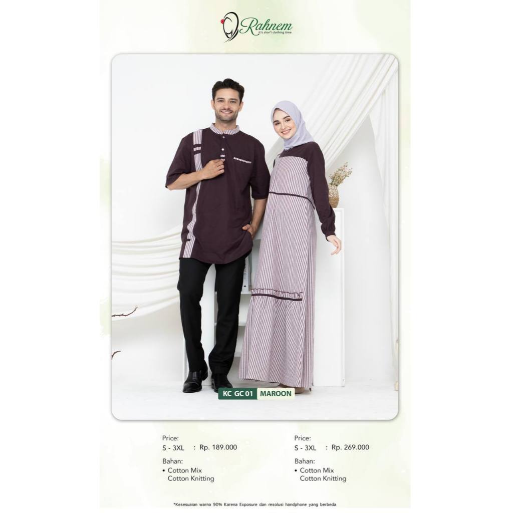 Rahnem KC 01 Baju Koko Pria Bahan Katun Knitting Maroon Tosca Coklat Salem Polos Couple Mom