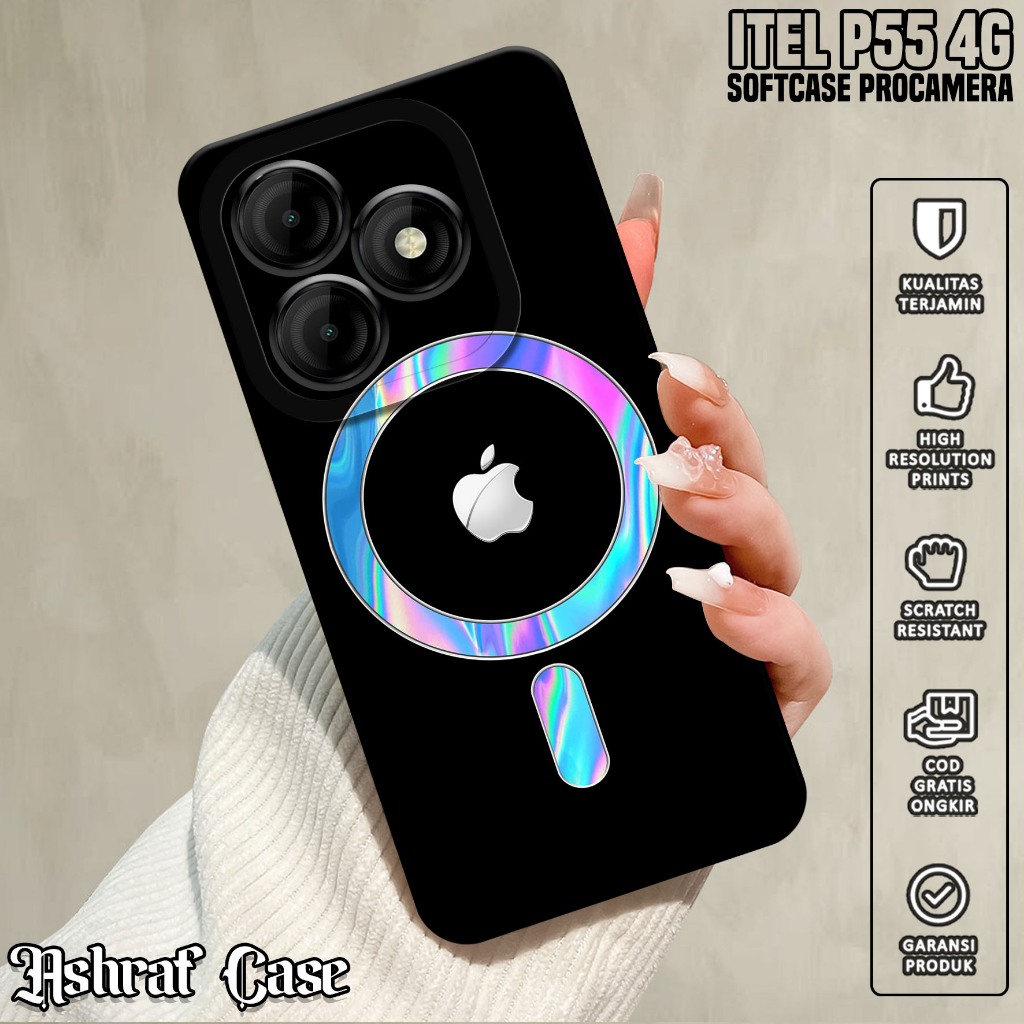 Casing ITEL P55 4G - Casing Hp ITEL P55 4G ( Logo Magsafe ) Silikon Hp ITEL P55 4G - Softcase Hp ITE