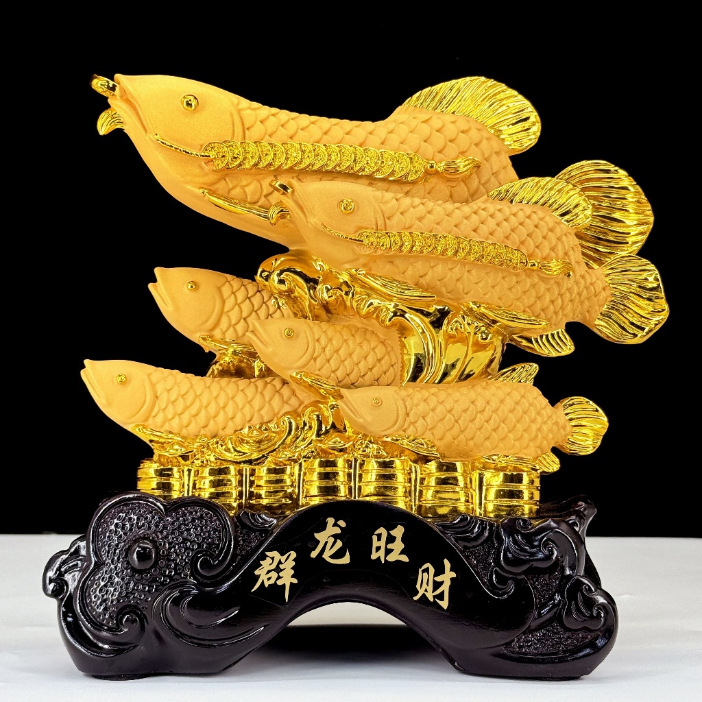 23cm PAJANGAN Ikan Arwana Jumbo 6 Arwana Pajangan Fengshui Ikan Arwana Gold AK23