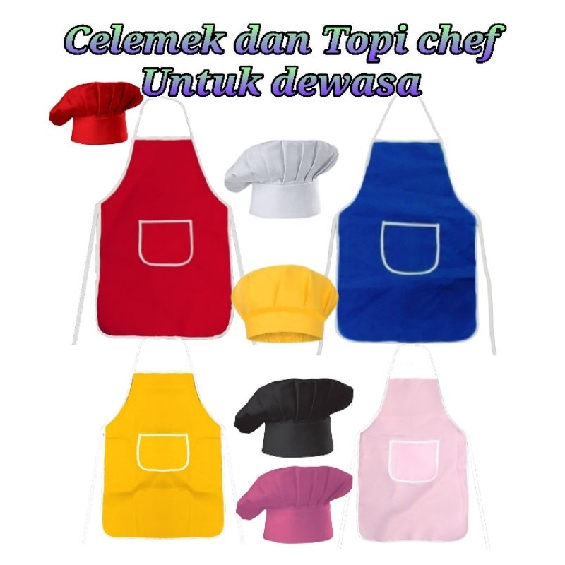 Celemek dan Topi Chef untuk dewasa / Appron dan topi chef dewasa