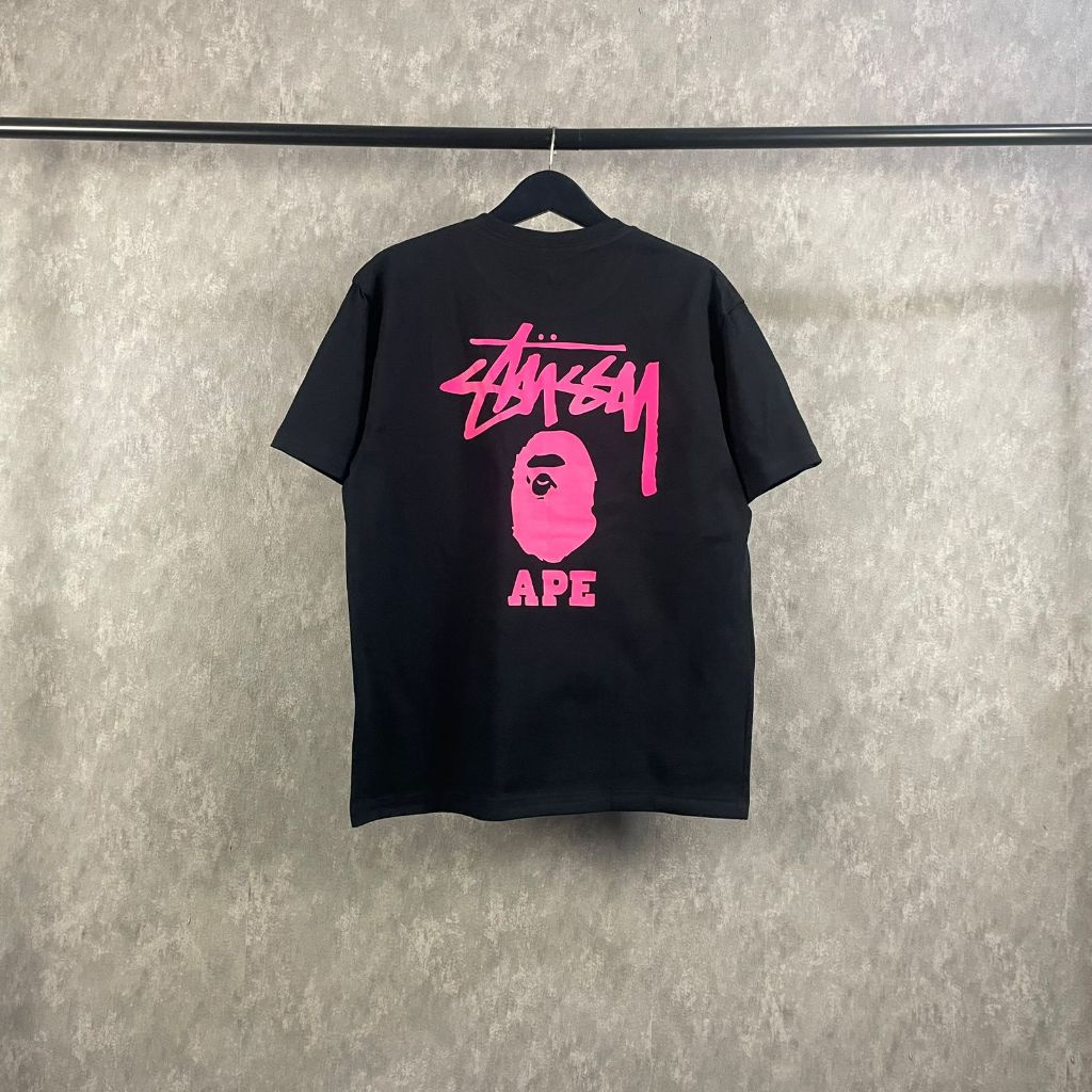 kaos bape pria / atasan unisex oversize / kaos santai white black 7-778