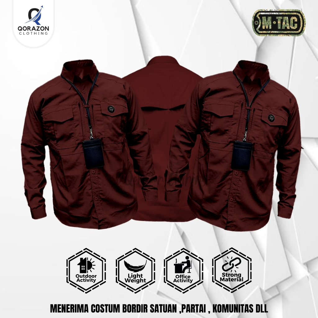 Kemeja Tactical M-TAC ORIGINAL Maroon Lengan Panjang Baju Kantor Lapangan Reskrim Outdoor Activities