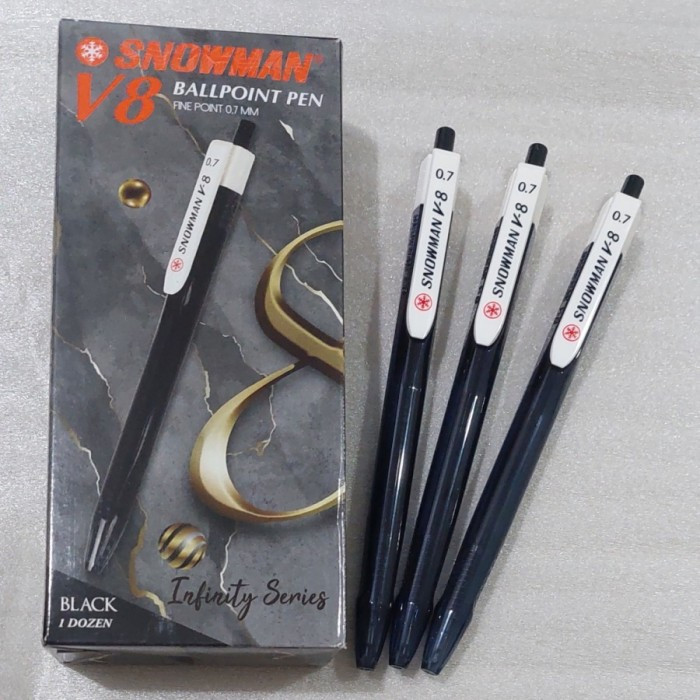 

Pulpen Pen Cetrek SNOWMAN V-8 Hitam 0.7 mm Ballpoint Rectract