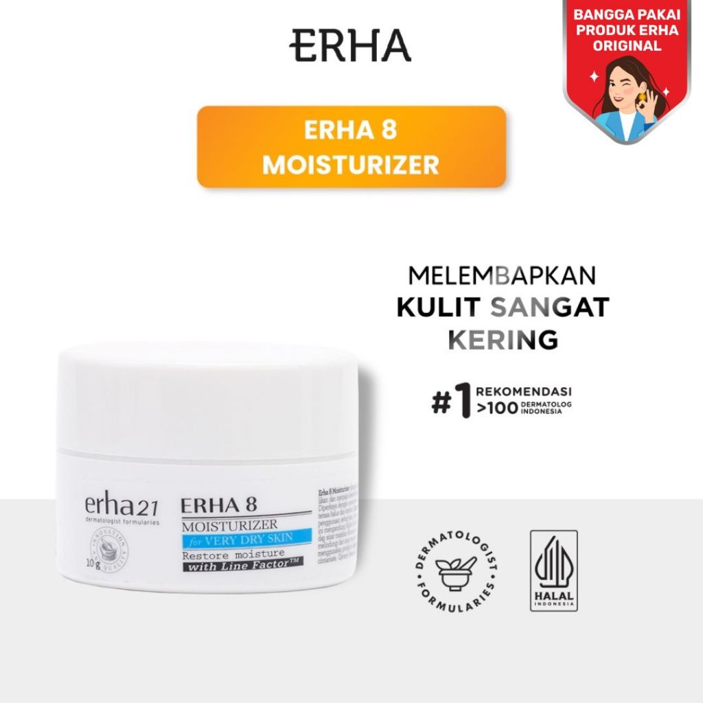 ERHA 8 Face Moisturizer 10g - Pelembab Wajah Kulit Kering