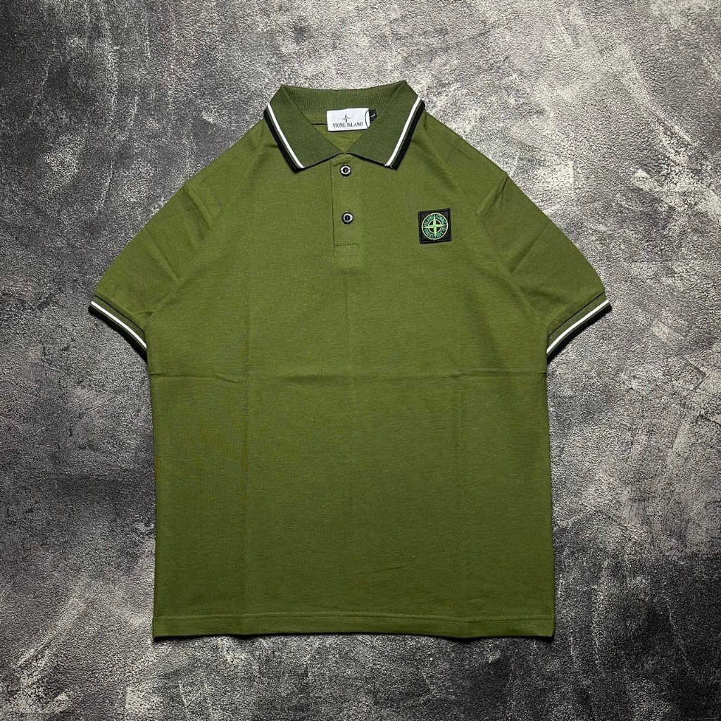 Kaos Polo Shirt Pique Stone Island Pria Bahan Combet 20s Original Tshirt Logo SI High Quality