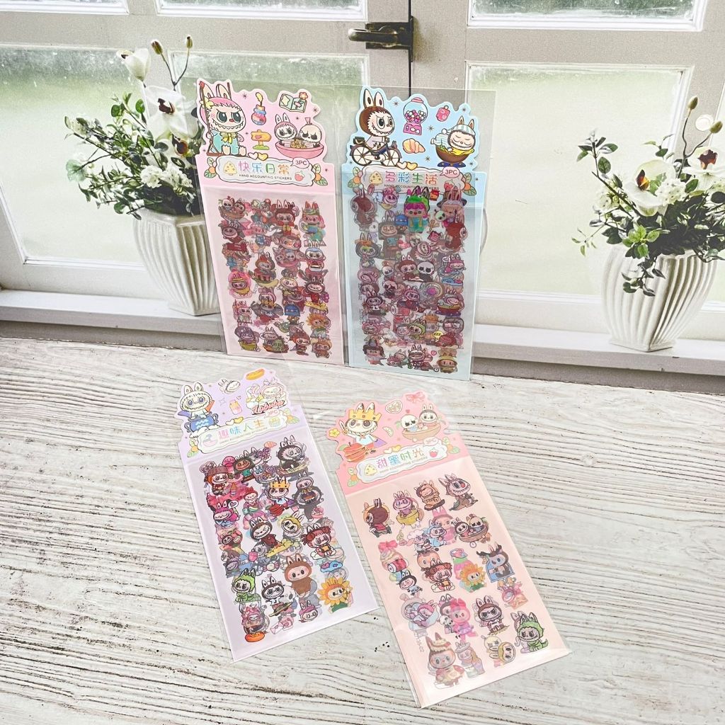 

STIKER SZ-135 LABUBU MURAH karakter cewo cowo kartun sticker lucu imut lakban keren elegan fancy atk imut bisa COD termurah import