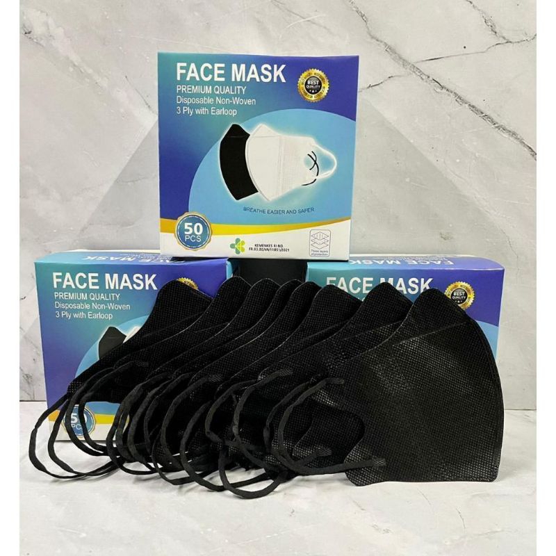 Masker Duckbill Hitam Putih 1Box isi 50 pcs