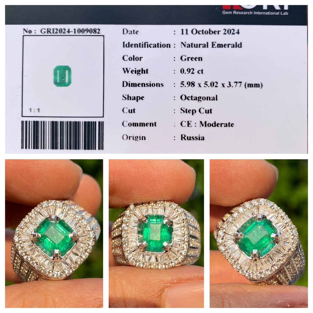 Natural 0.92ct emerald beryl zamrud russia memo gri