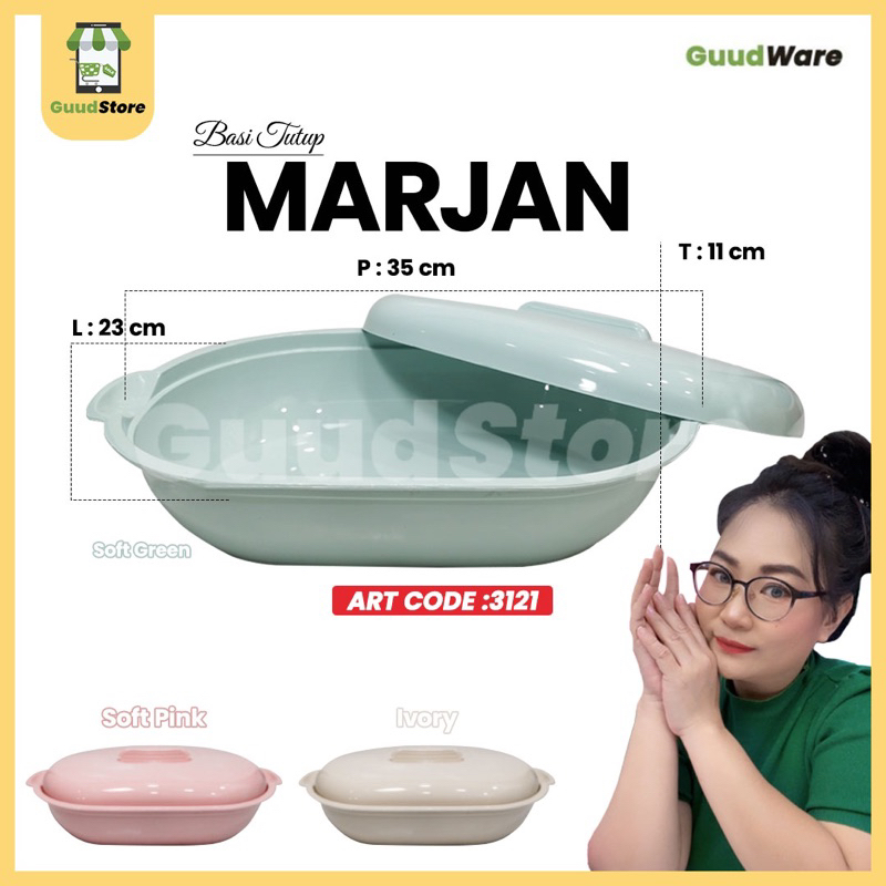 ( 3- 6 Pcs ) MARJAN - Basi Tutup Oval 2 Liter / Wadah Prasmanan sayur ikan makanan panas -  Food Gra