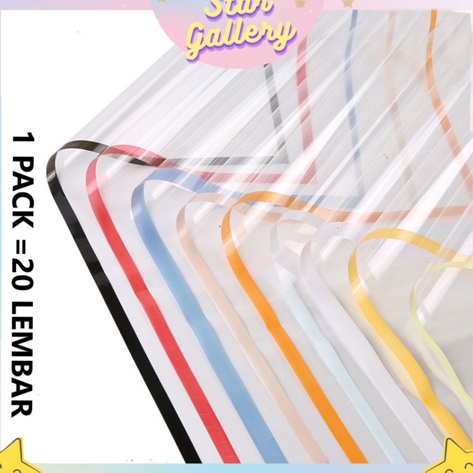 

Dijamin Laris 1 PACK ISI 2 PCS Kertas Bunga Buket Transparan OPP List Warna Flower Wrapping Transparan Paper KB67