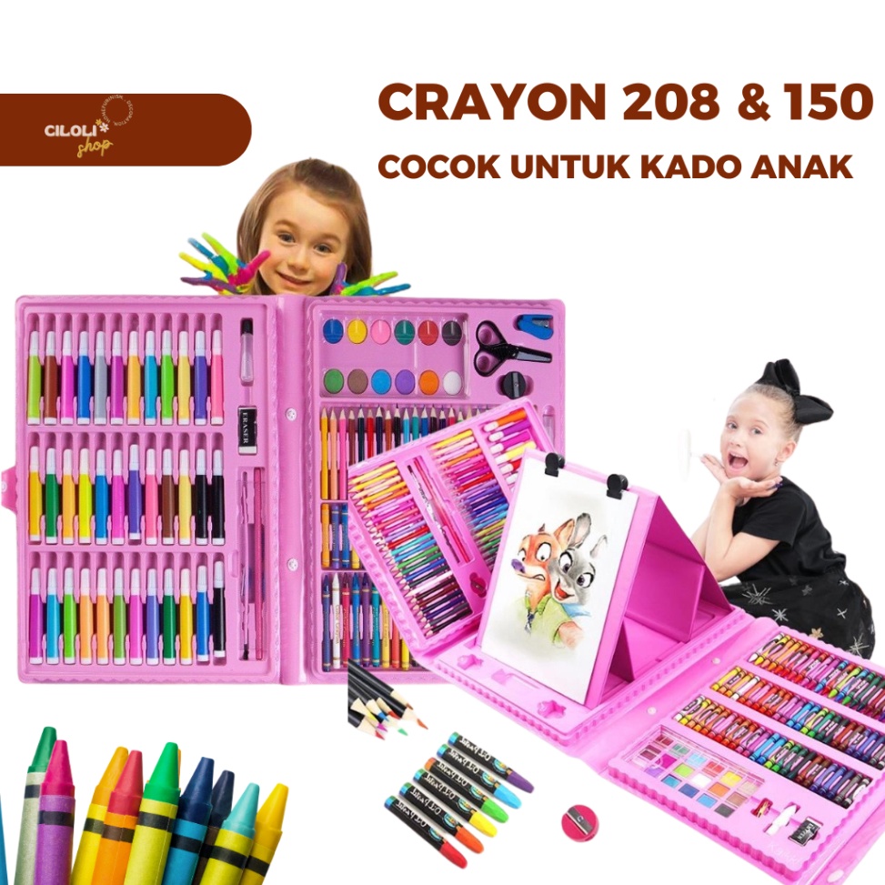

Hemat Khusus Perlengkapan Menggambar Krayon Anak Set Koper 28PCS in 1 Crayon Full Alat Melukis Mewarnai Set KIDS LAND
