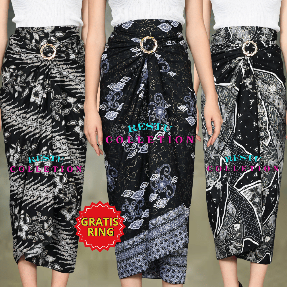 ROK LILIT SONGKET MOTIF BATIK WANITA MK BIRU BAWAHAN KEBAYA WISUDA DAN KONDANGAN + GRATIS RING