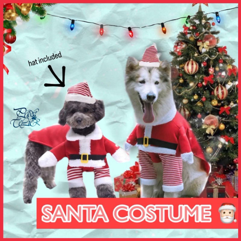 PAWTELIER - KOSTUM SANTA BAJU SANTA LUCU UNTUK ANABUL ANJING DOGGY KUCING SANTA CLAUS NATALAN BAJU N