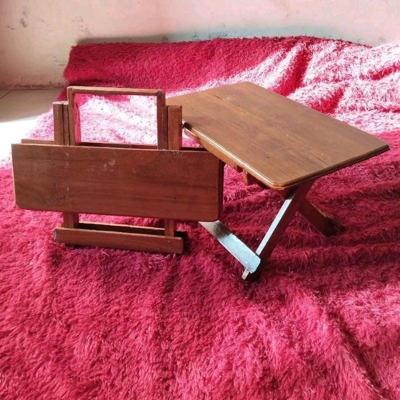 Rehal Rekal Ulin Uk 35 cm / Meja Lipat Kayu Ulin / Besi Ukuran 35cm - Furniture