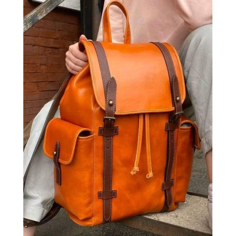 ransel backpack kulit asli / tas ransel kulit pria / tas ransel pria