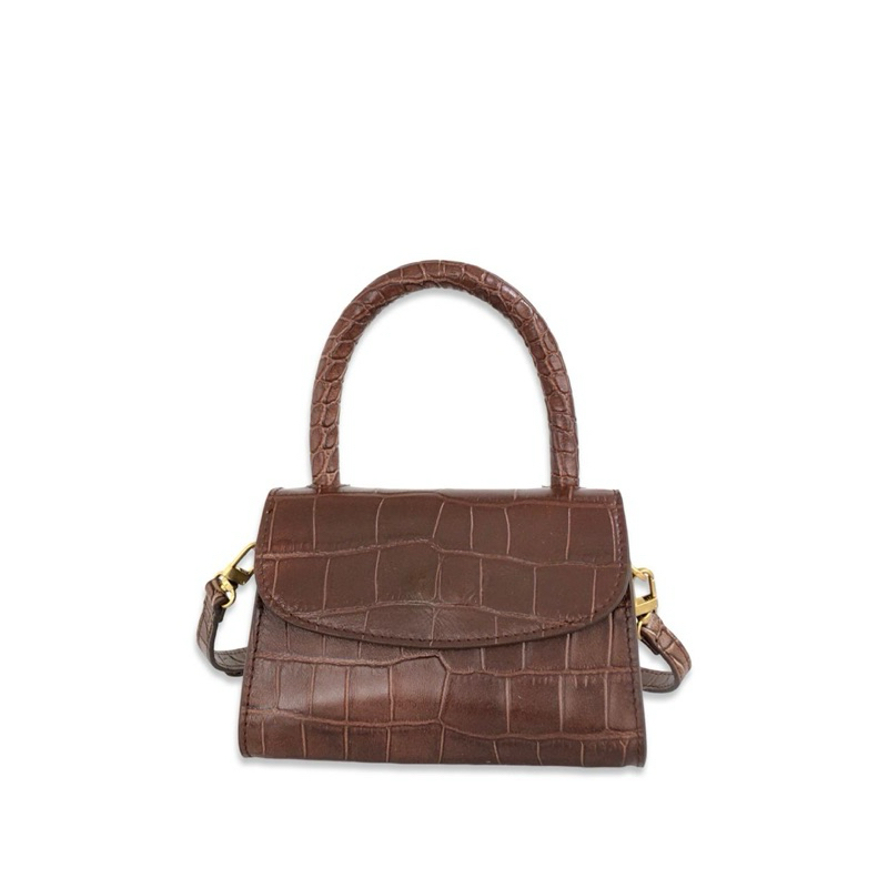 BY FAR Mini Croco Embossed Leather Crossbody Bag
