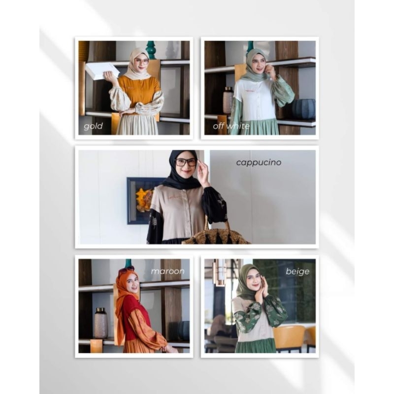 Gamis Terbaru Dannis A240816 / Gamis Maroon - Gold - Off White - Cappucino - Beige 240816 Dv