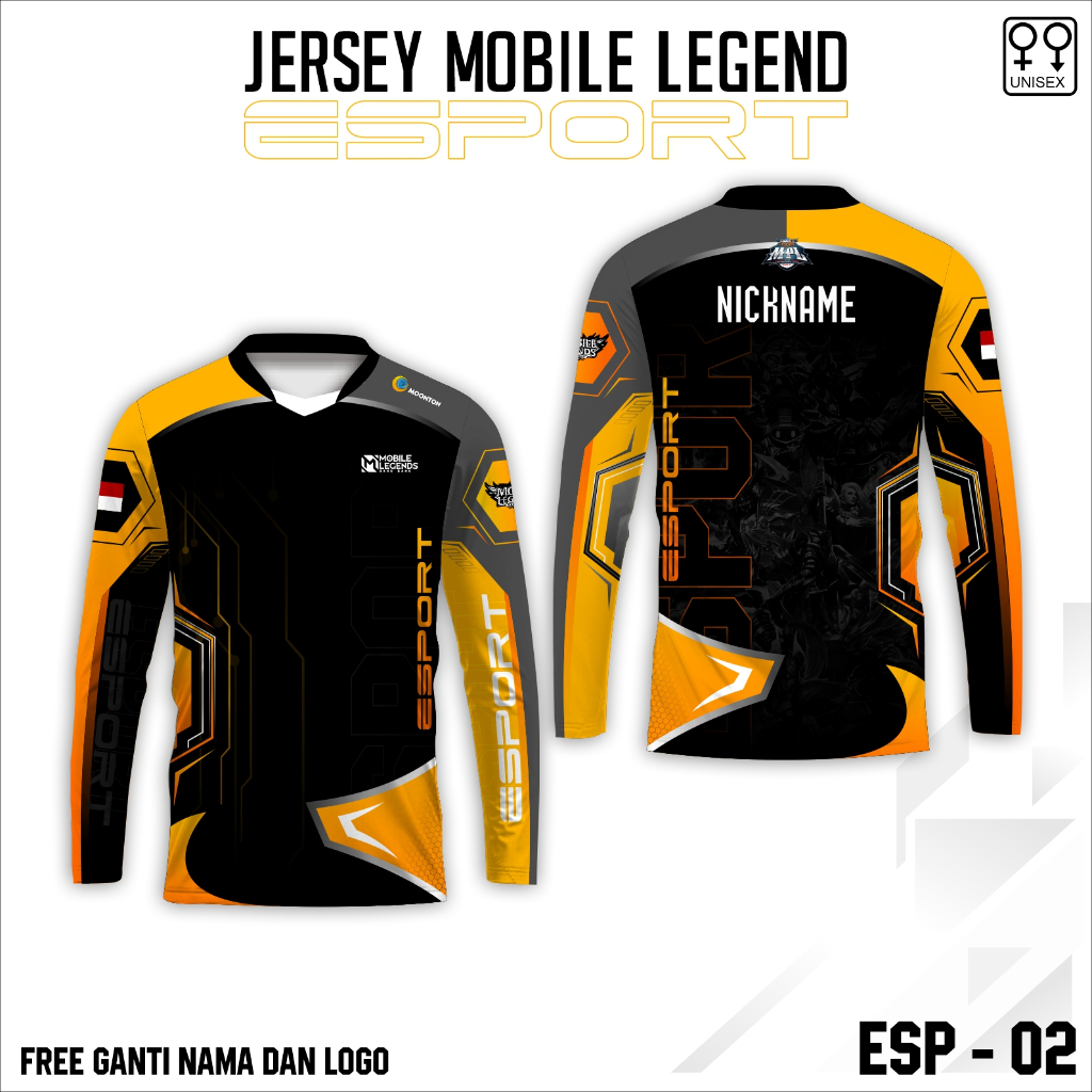 Jersey esport baju mobile legend kaos game lengan panjang