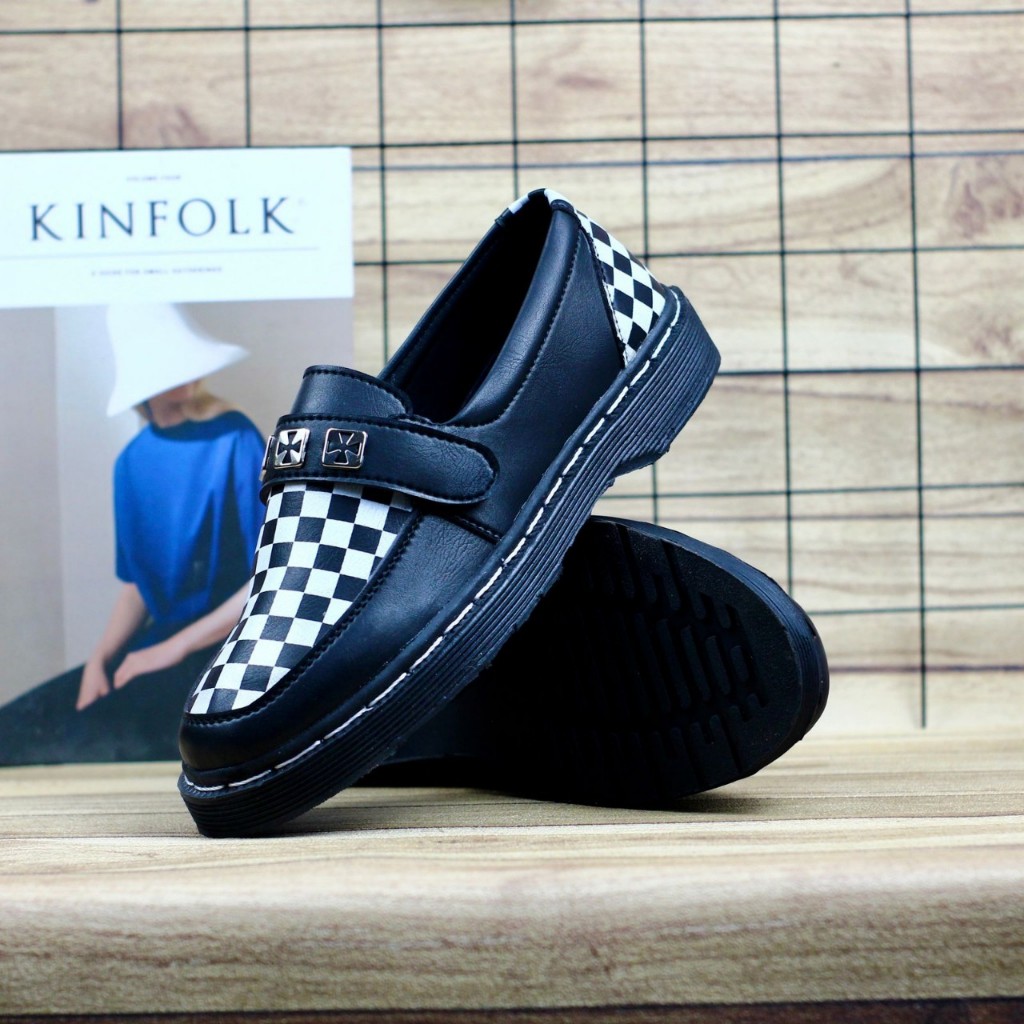 Sepatu WANFAR KENDRA Original Slip On Pria Loafers Docmart Checkerboard Catur Casual Formal Kerja Ka