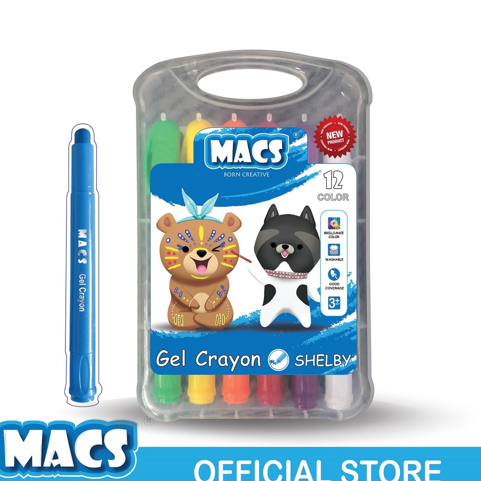 

KODE U96E MACS Gel Crayon 12 Warna Colors