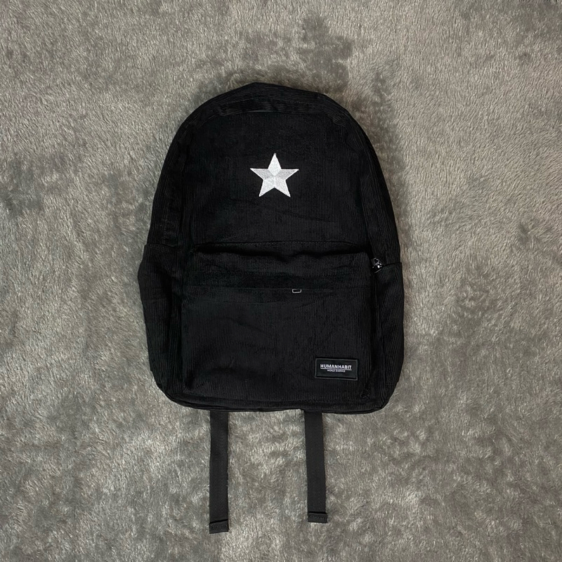 TAS RANSEL CORDUROY BAGPACK CORDUROY STARPACK TAS CORDUROY BINTANG HITAM
