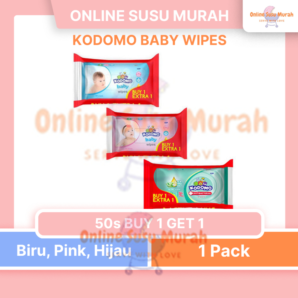 KODOMO BABY WIPES 50'S ALL VARIANT BUY 1 GET ONE PLTS