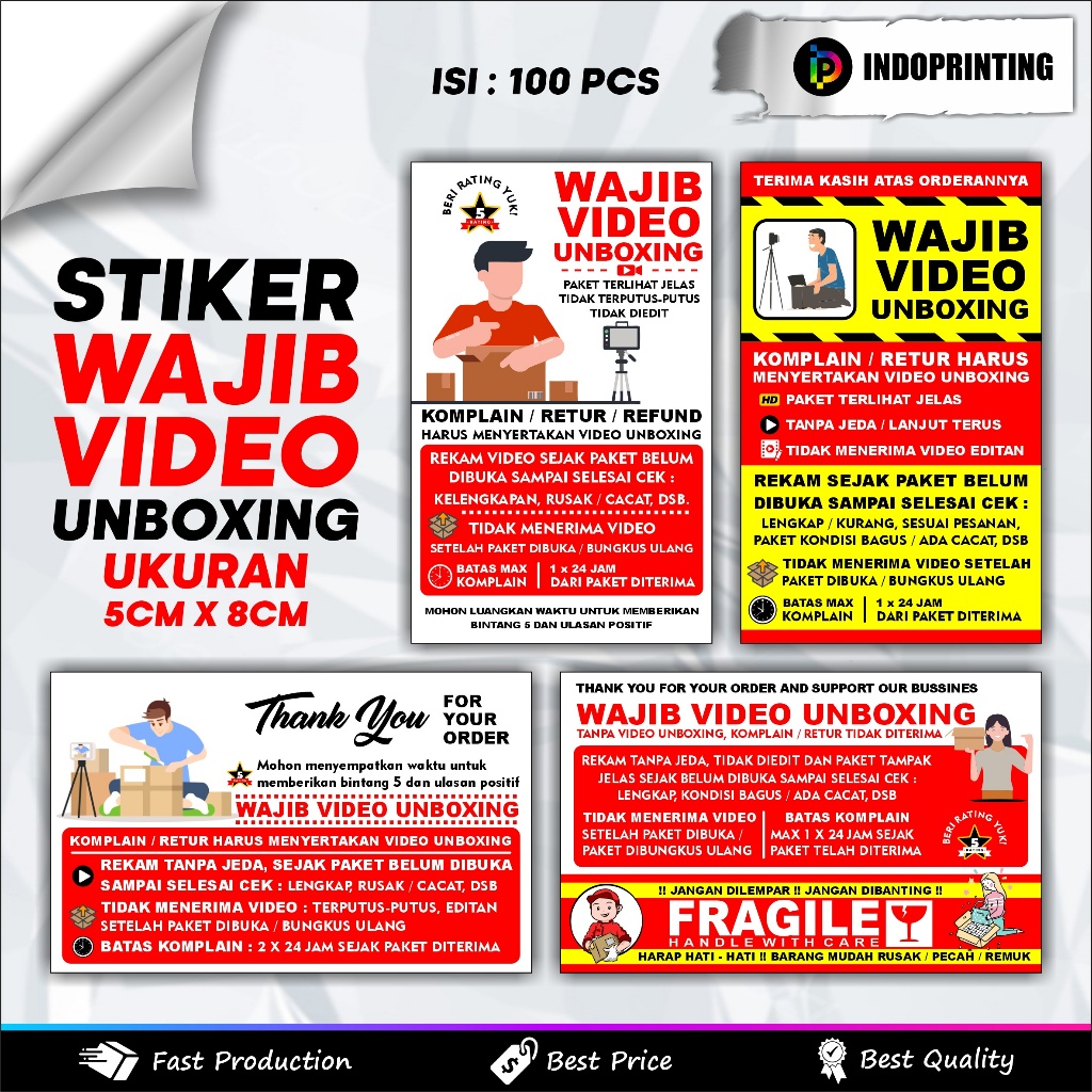 

STICKER VIDEO UNBOXING (isi 100 pcs) size 5 x 8 cm