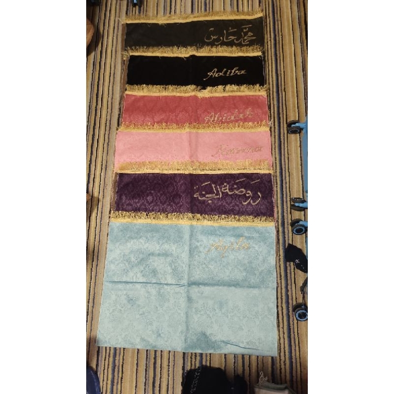 sajadah custom nama arab/Indonesia asli Mekkah Madinah
