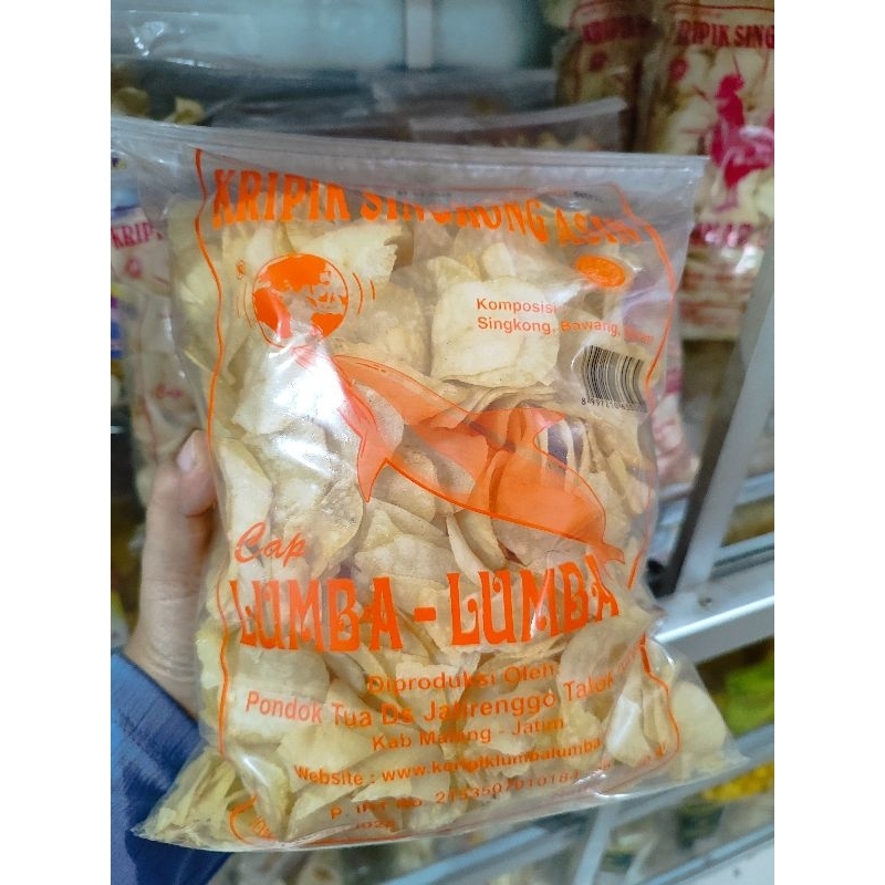 

keripik singkong asin gurih cap lumba-lumba khas malang