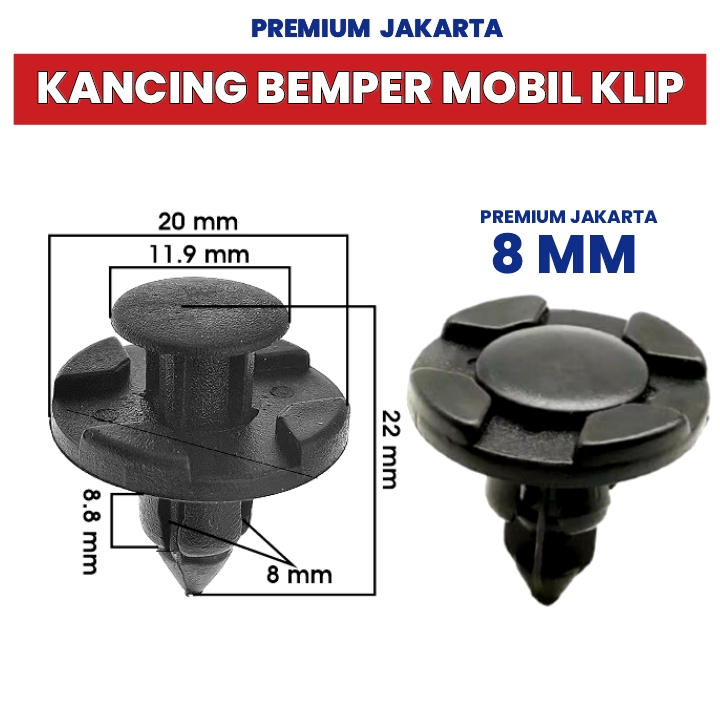 Kancing Klip Bodi Mobil 8mm Universal - Baut Bemper Mobil Toyota Honda Daihatsu Nissan Suzuki Rivet 