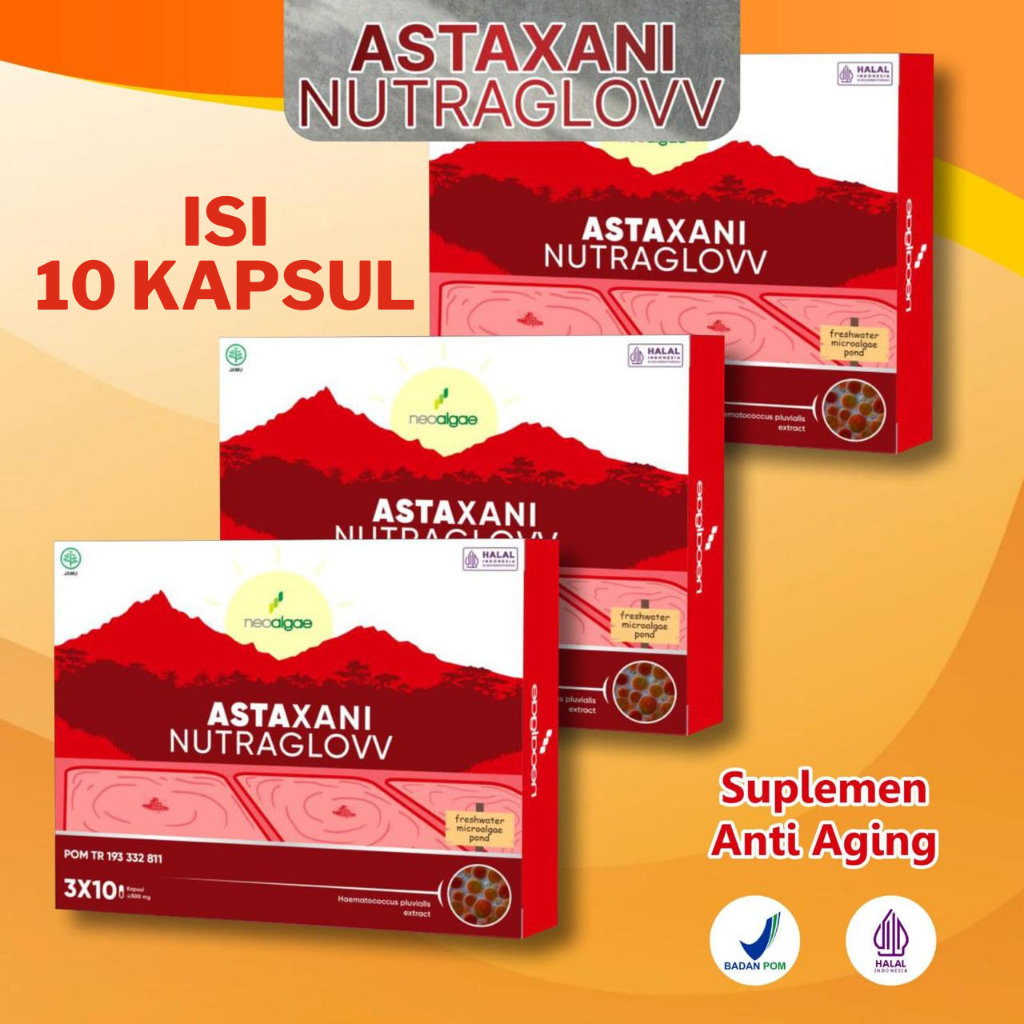 Suplemen Mutivitamin Astaxani Nutraglow Isi 10 Kapsul Astaxanthin Mencegah Penuaan Dini Anti Aging K