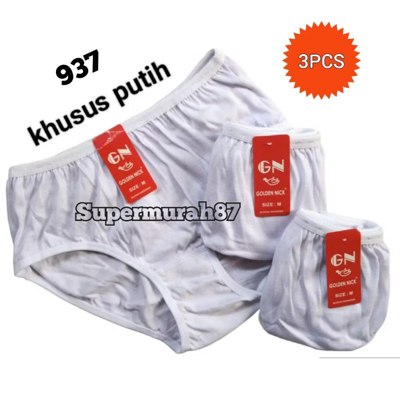 [ 3PCS ] CD Golden Nick 937 PUTIH | Celana Dalam Golden Nick Khusus PUTIH