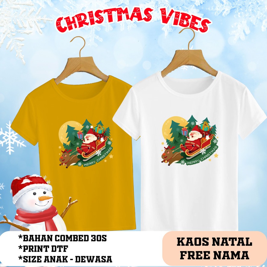 BAJU KAOS NATAL MERRY CHRISTMAS SANTA CLAUS CUSTOM KAOS NATAL KELUARGA