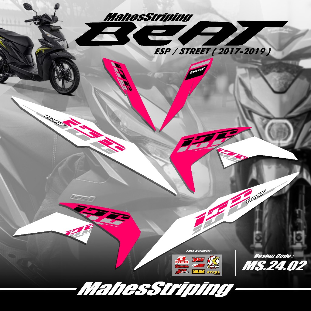Striping Beat Fi ESP Beat STREET Terbaru MS G.24.02 - Sticker Variasi Beat 2017 2018 2019  Stiker Se