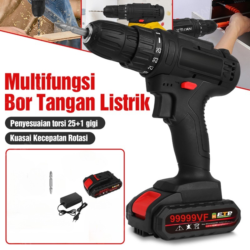 12V Mesin Bor Baterai Tangan Cordless Drill Battery Cordless Electric Drill/Bor cordless