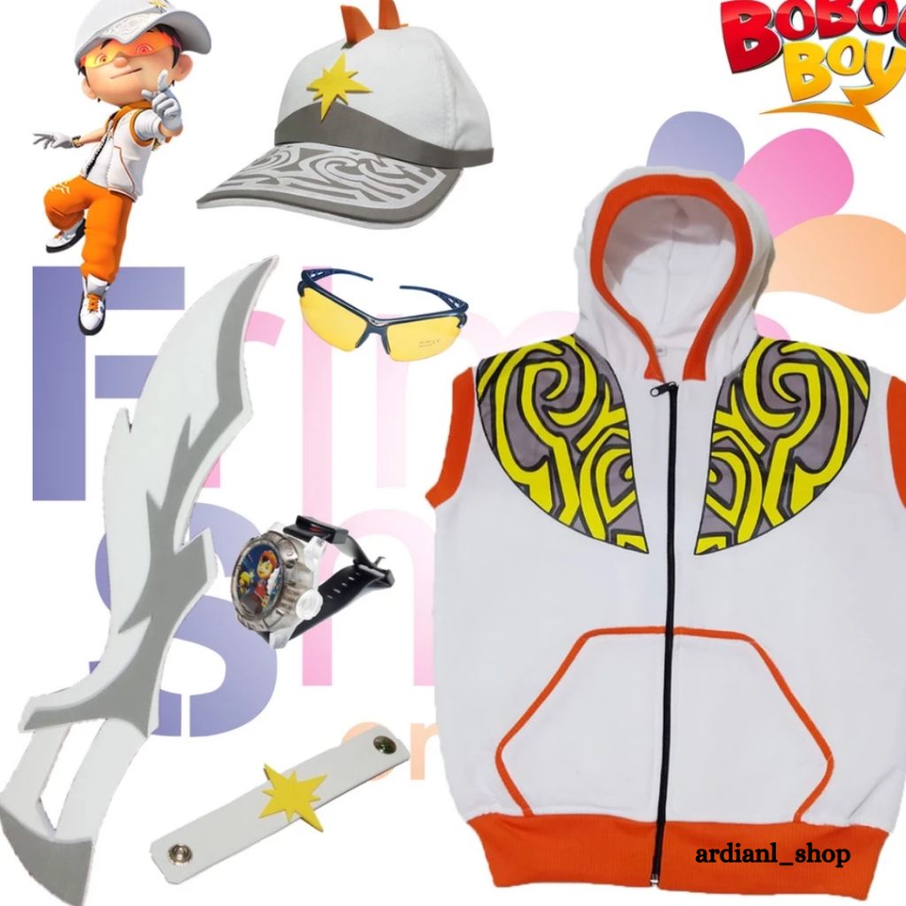 PAKET TOPI + JAM TANGAN + KACAMATA + ROMPI + 1 PEDANG BOBOIBOY SOLAR