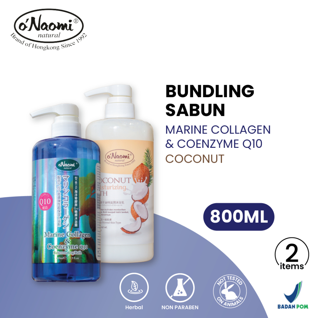 BUNDLING o'Naomi 2pcs Body Wash Marine Collagen & Coenzyme Q10 dan Coconut onaomi natural 1992 o nao