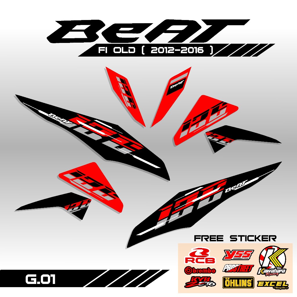 ( COD ) Striping Sticker Beat FI OLD 2012 2013 2014 2015 2016  Motif Desain Vietnam Terlaris Stiker 