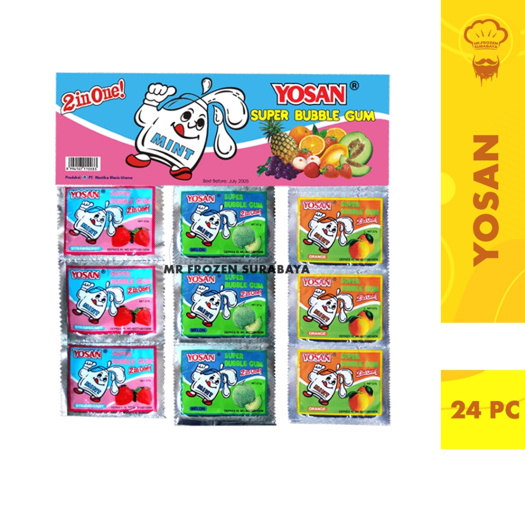 

Permen Karet Yosan 2in1 Isi 24 pcs BPOM / Permen Karet Jadul / Bubble Gum