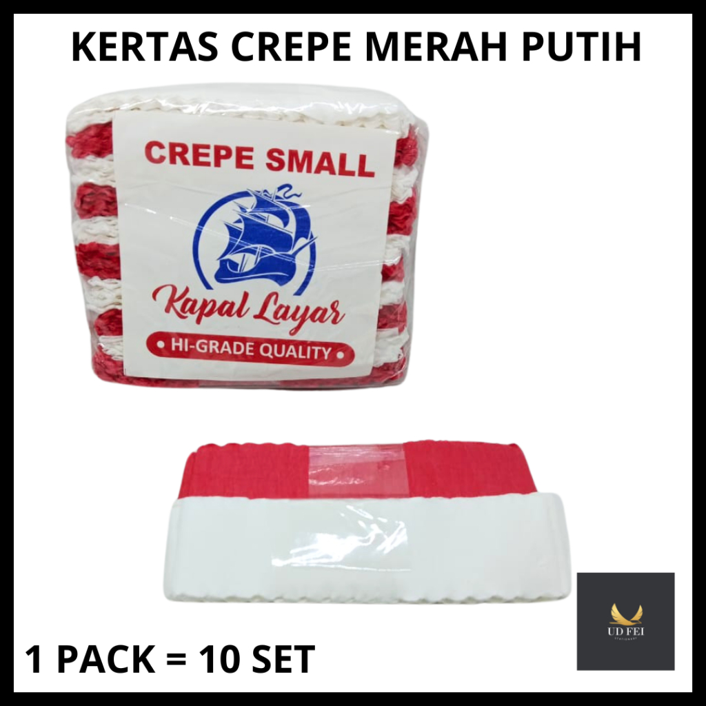 

(1 PACK = 10 SET) KERTAS CREPE MERAH PUTIH/ KERTAS CREPE / KERTAS KLOBOT/ KERTAS HIASAN