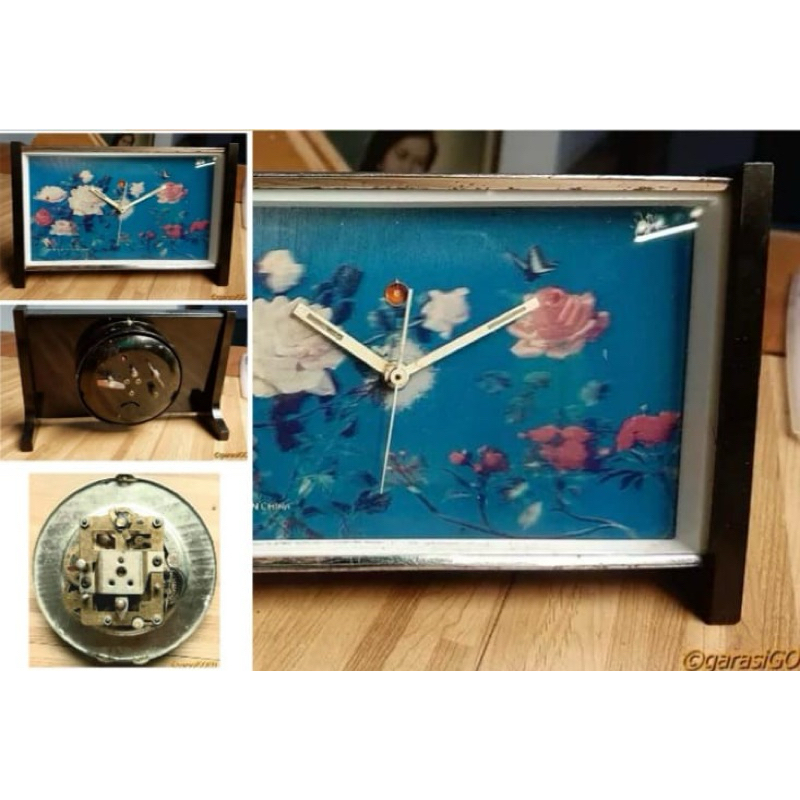 Jam WEKER,Beker Shanghai China,Jadul,kuno,antik,lawas,vintage,GoldenCock,BUNGA