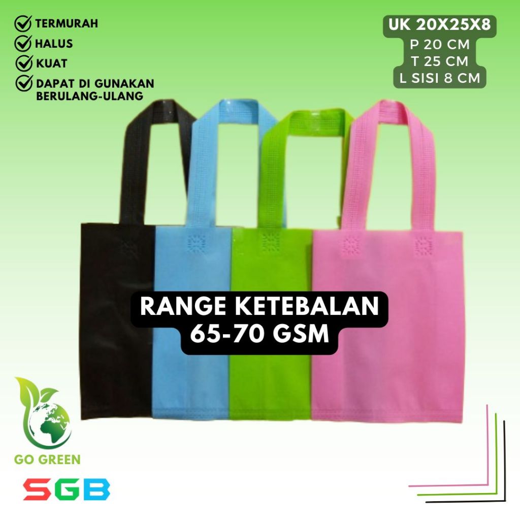 

1lusin (12pcs) PAHE Goodie Bag Handle SMALL SIZE uk 20x25x8 / Tas Spunbond