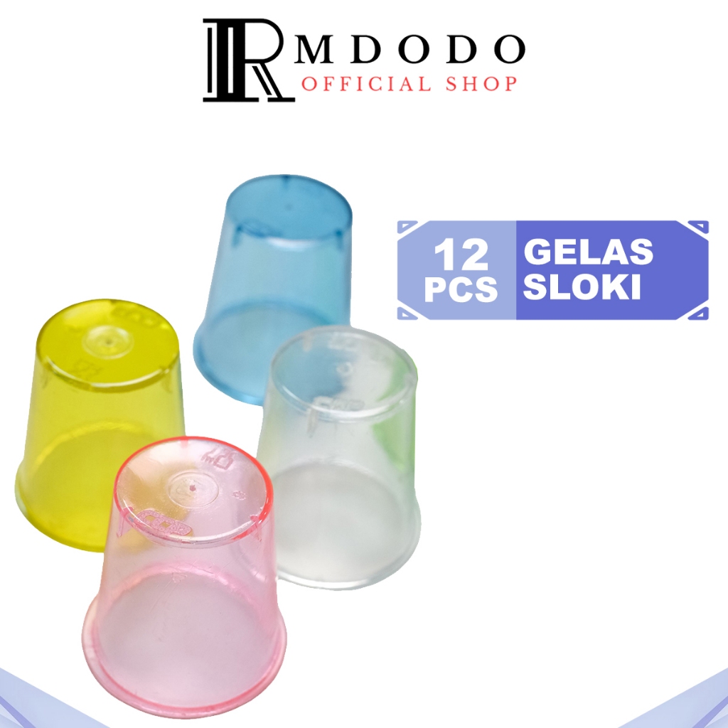 Rmdodo - Gelas Sloki Plastik Shot Glass [1 Pack - 12 Pcs Gelas] / Gelas Minum Wine Whisky Soju