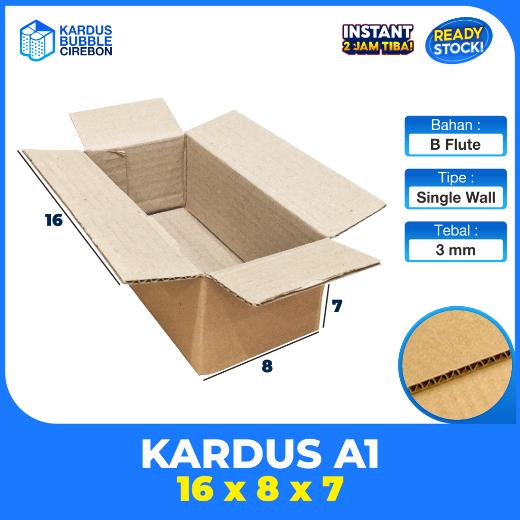 

KARDUS / KARTON BOX POLOS Uk. 16 x 8 x 7 SINGLE WALL TEBAL 3 MM